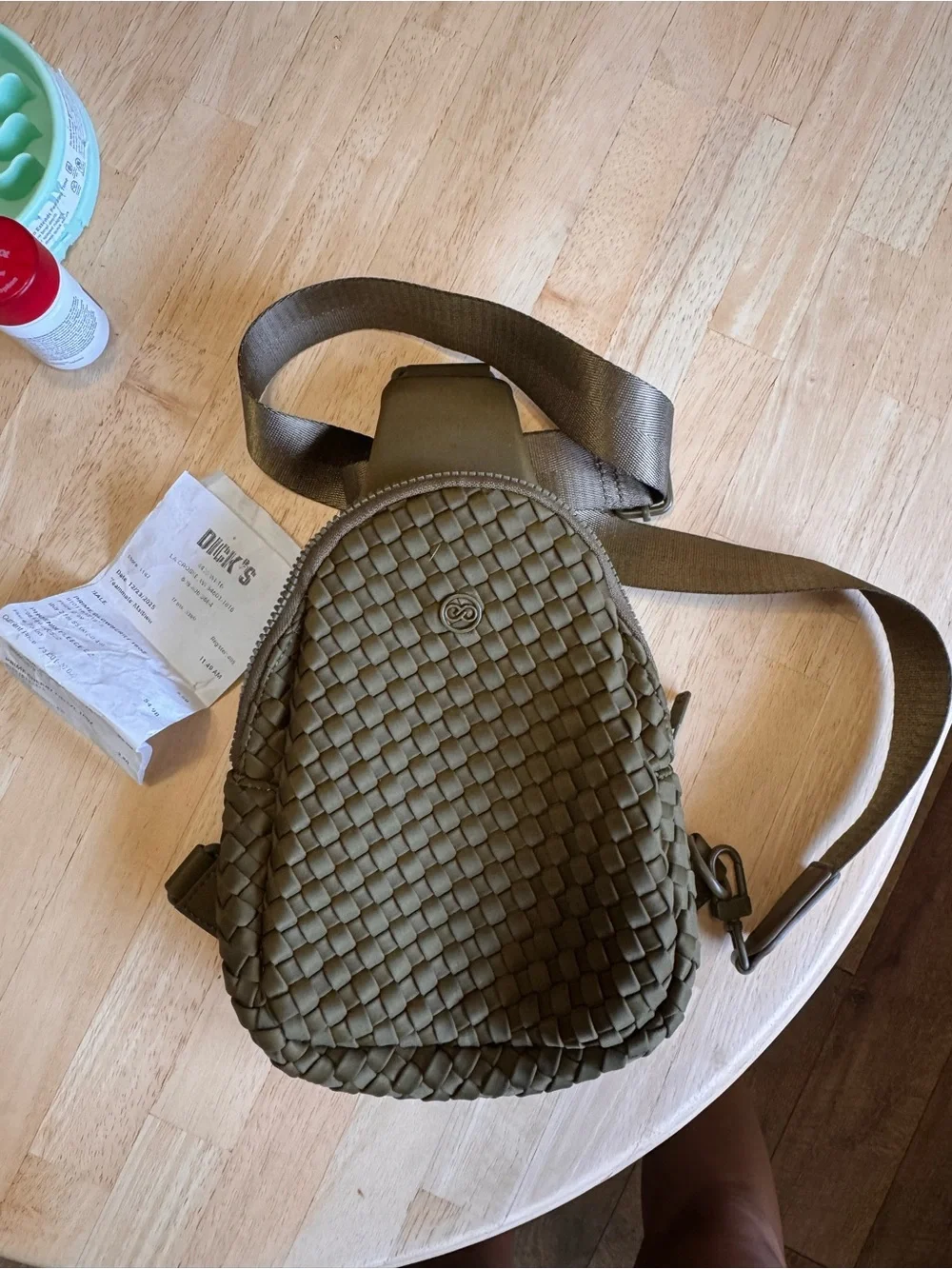 CALIA by Carrie Underwood Olive Green Neoprene Sling Bag NWT